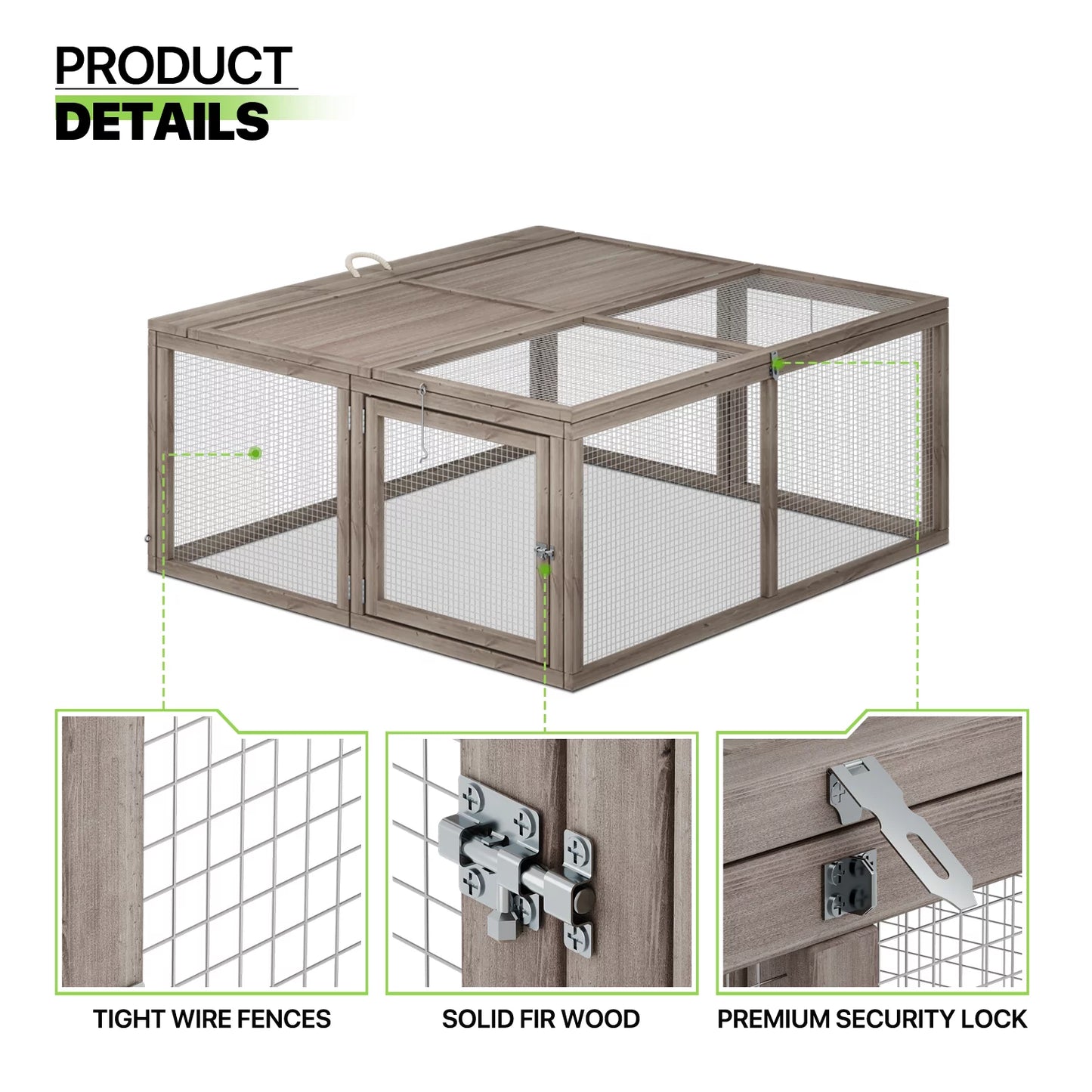 Deluxe 45.5" Wooden Chicken Coop & Rabbit Hutch with Openable Roof - Outdoor Poultry Cage for Small Animals (Grey)