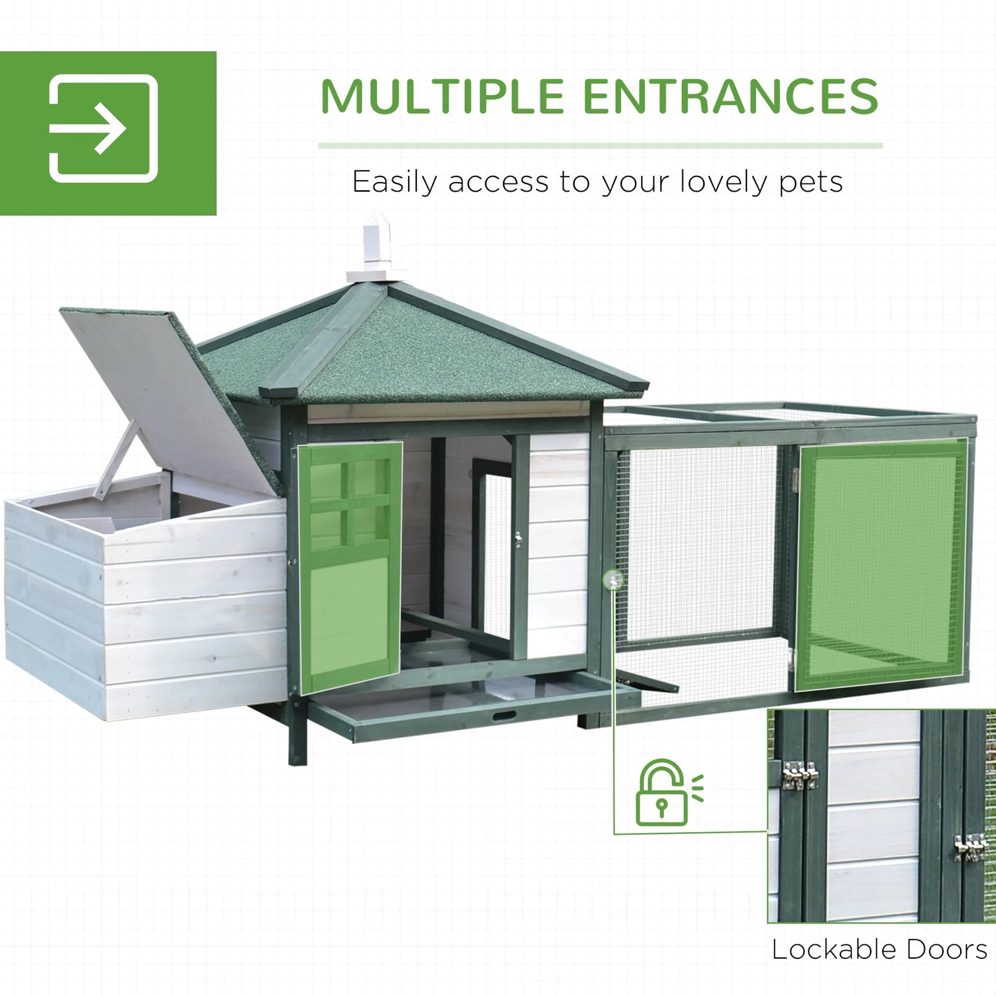 Charming Green Cottage-Style Chicken Coop Hen House for Happy Hens