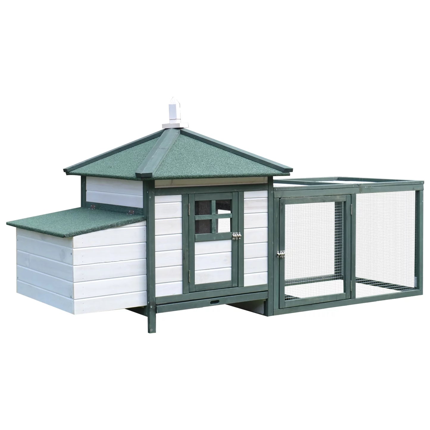 Charming Green Cottage-Style Chicken Coop Hen House for Happy Hens