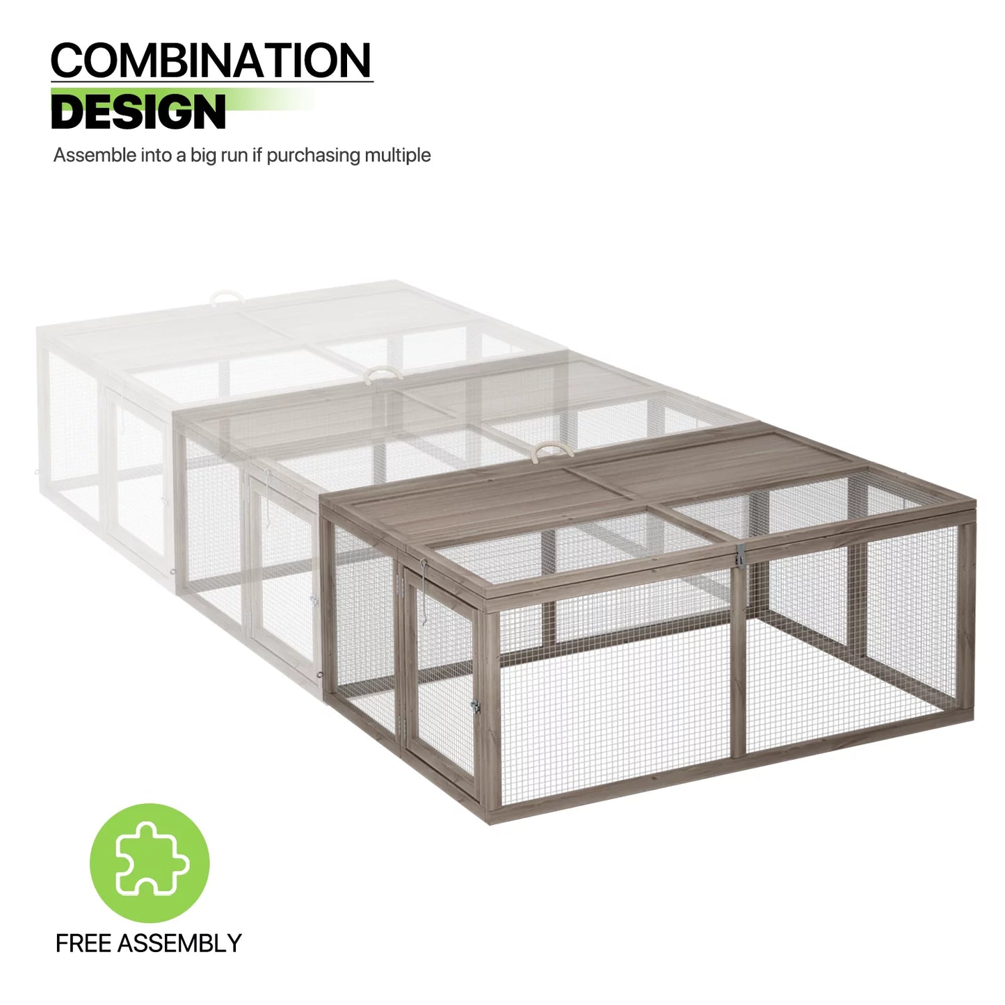 Deluxe 45.5" Wooden Chicken Coop & Rabbit Hutch with Openable Roof - Outdoor Poultry Cage for Small Animals (Grey)