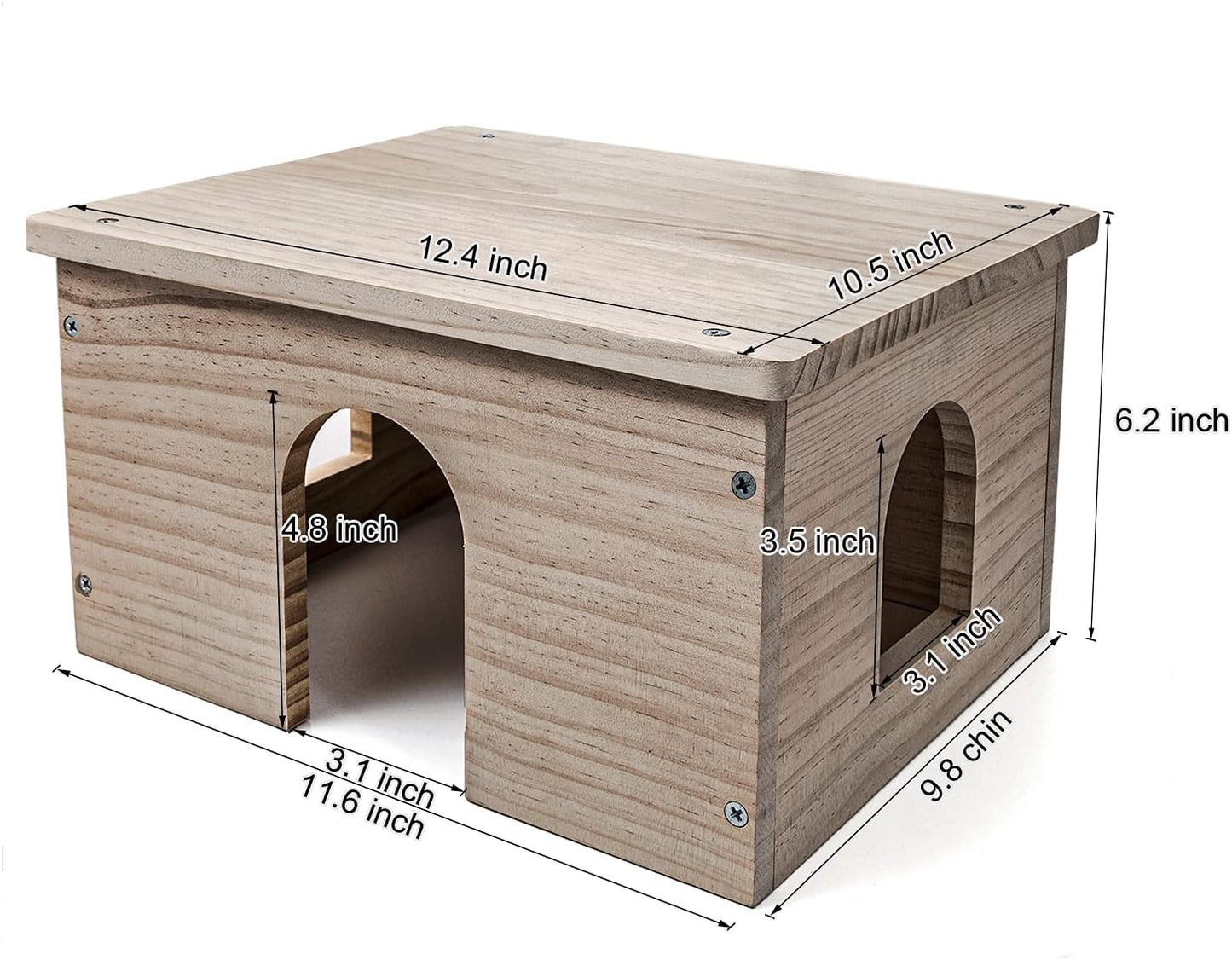 Cozy Wood House for Guinea Pigs & Small Animals - Natural Hut Hideout with Window (Hut Hideout #02)