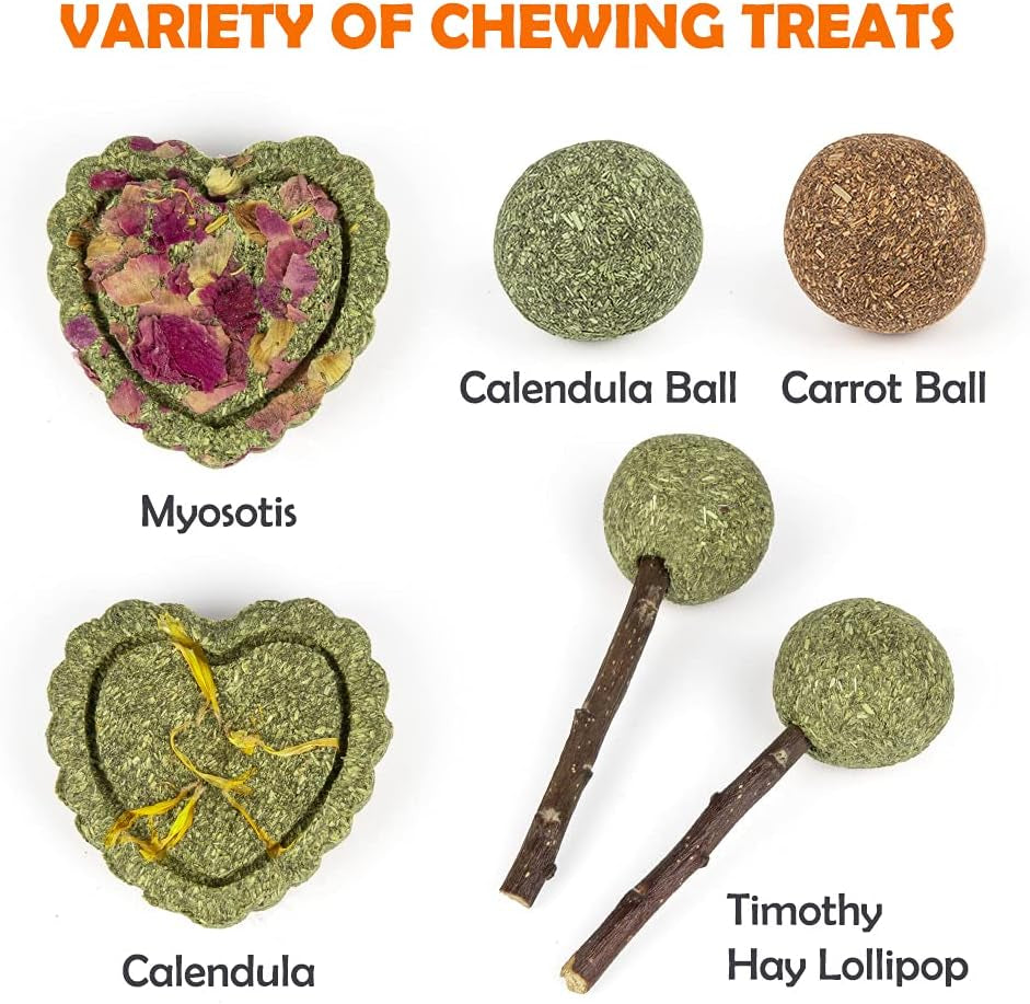 Natural Timothy Hay Chew Toys for Rabbits, Guinea Pigs, Hamsters, and Chinchillas - Handmade Apple Wood Sticks for Healthy Teeth and Fun Treats!