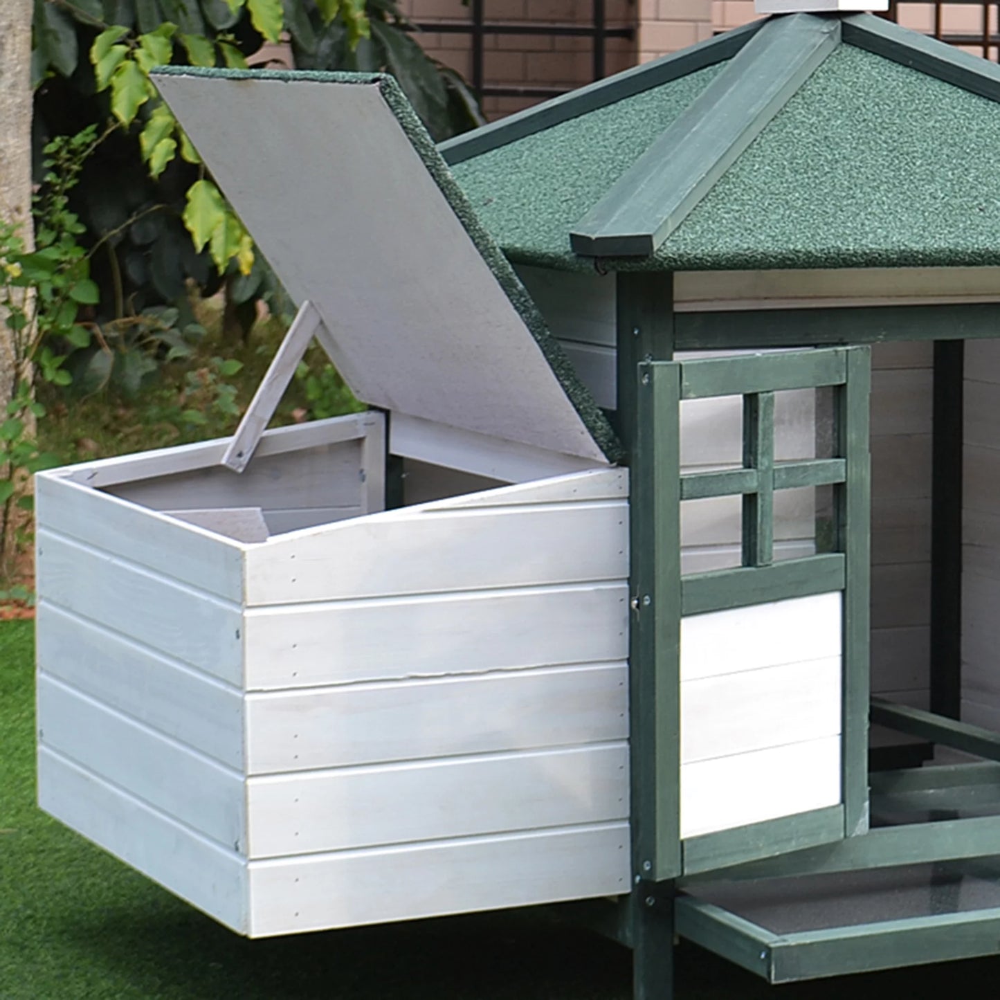 Charming Green Cottage-Style Chicken Coop Hen House for Happy Hens