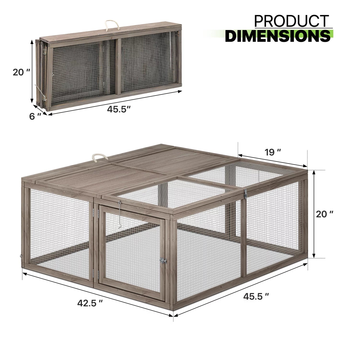 Deluxe 45.5" Wooden Chicken Coop & Rabbit Hutch with Openable Roof - Outdoor Poultry Cage for Small Animals (Grey)