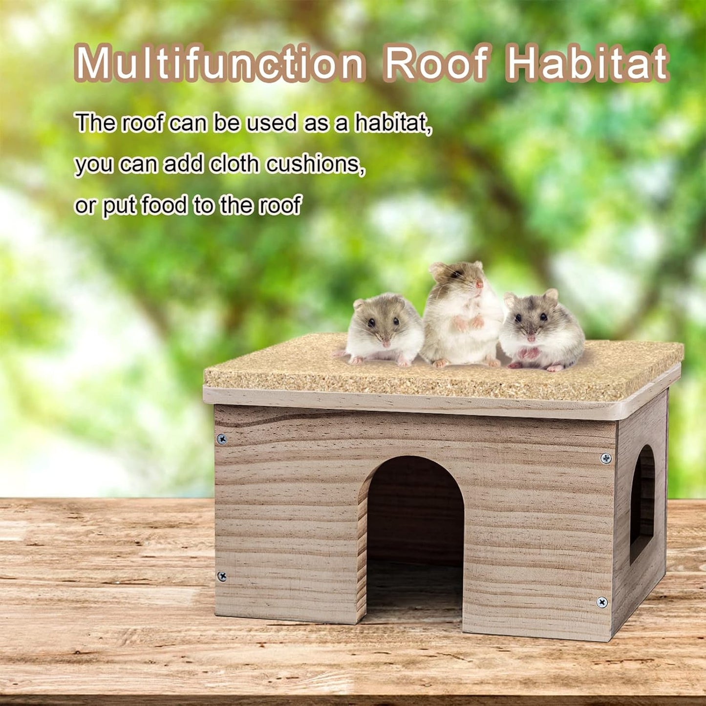 Cozy Wood House for Guinea Pigs & Small Animals - Natural Hut Hideout with Window (Hut Hideout #02)