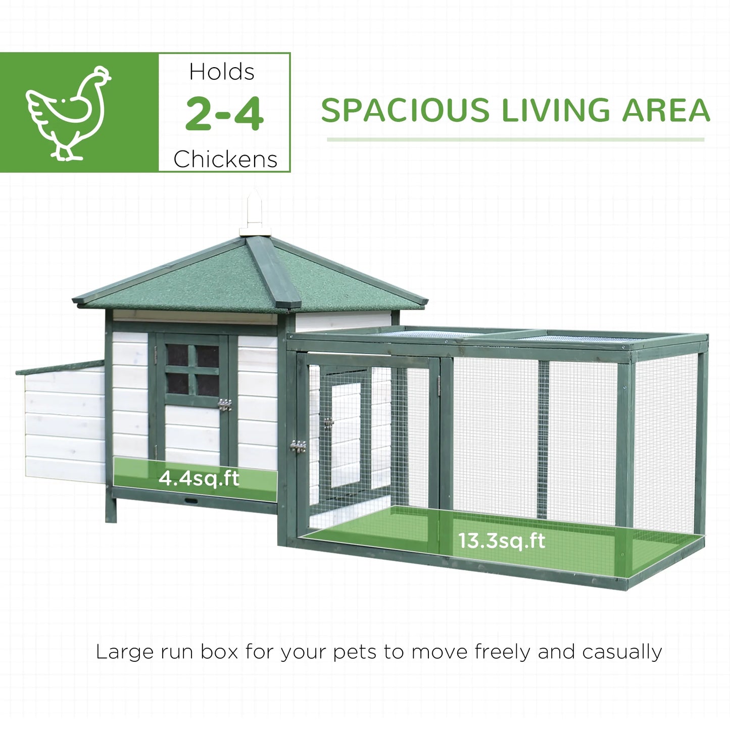Charming Green Cottage-Style Chicken Coop Hen House for Happy Hens