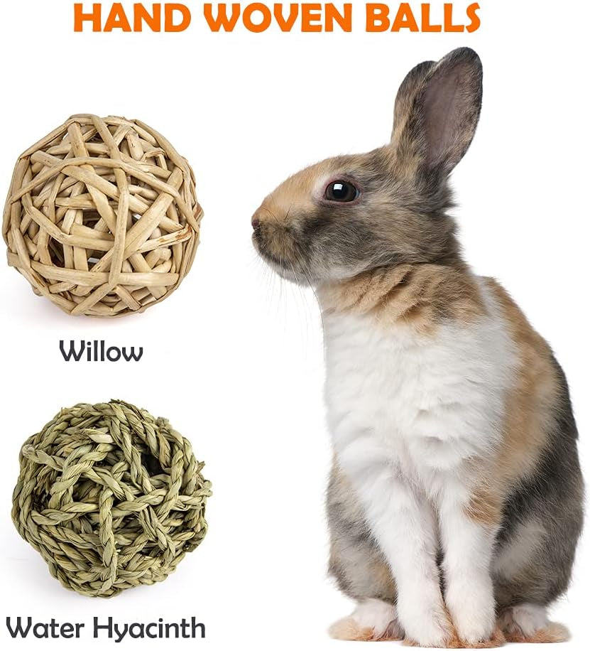 Natural Timothy Hay Chew Toys for Rabbits, Guinea Pigs, Hamsters, and Chinchillas - Handmade Apple Wood Sticks for Healthy Teeth and Fun Treats!