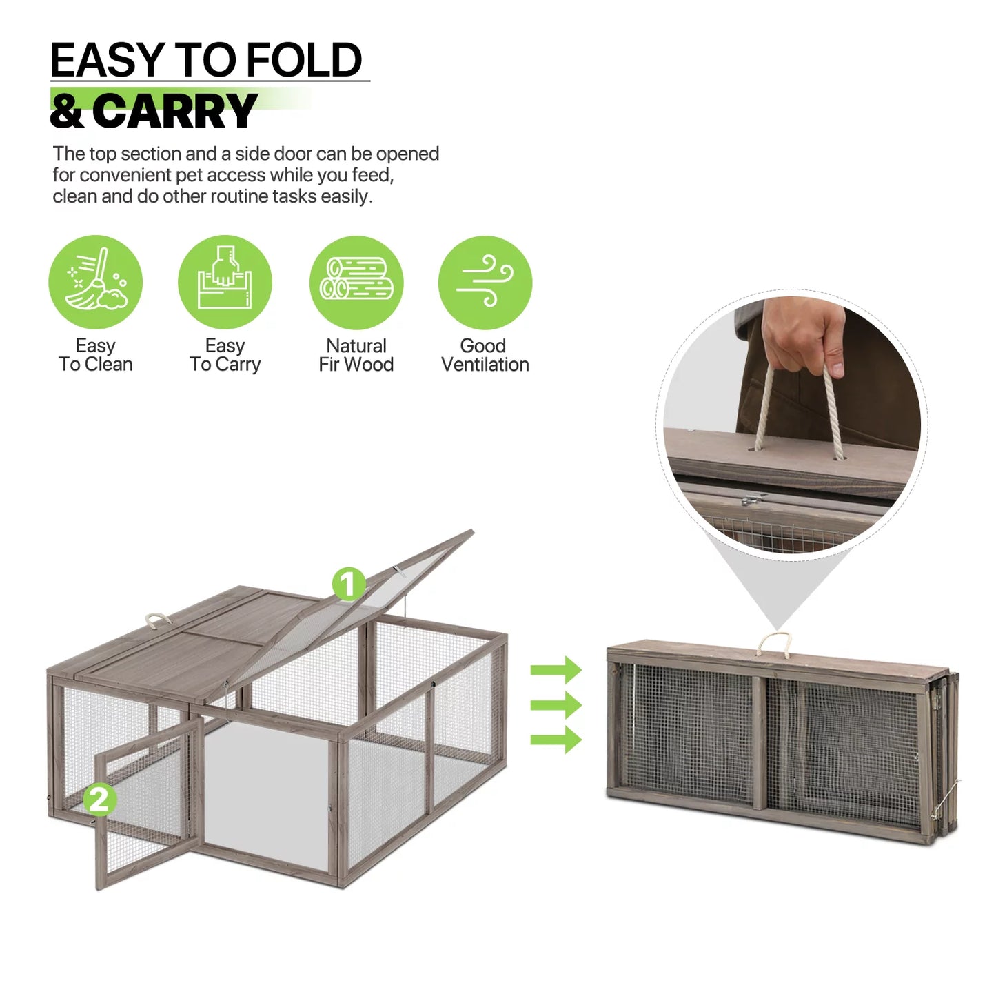 Deluxe 45.5" Wooden Chicken Coop & Rabbit Hutch with Openable Roof - Outdoor Poultry Cage for Small Animals (Grey)