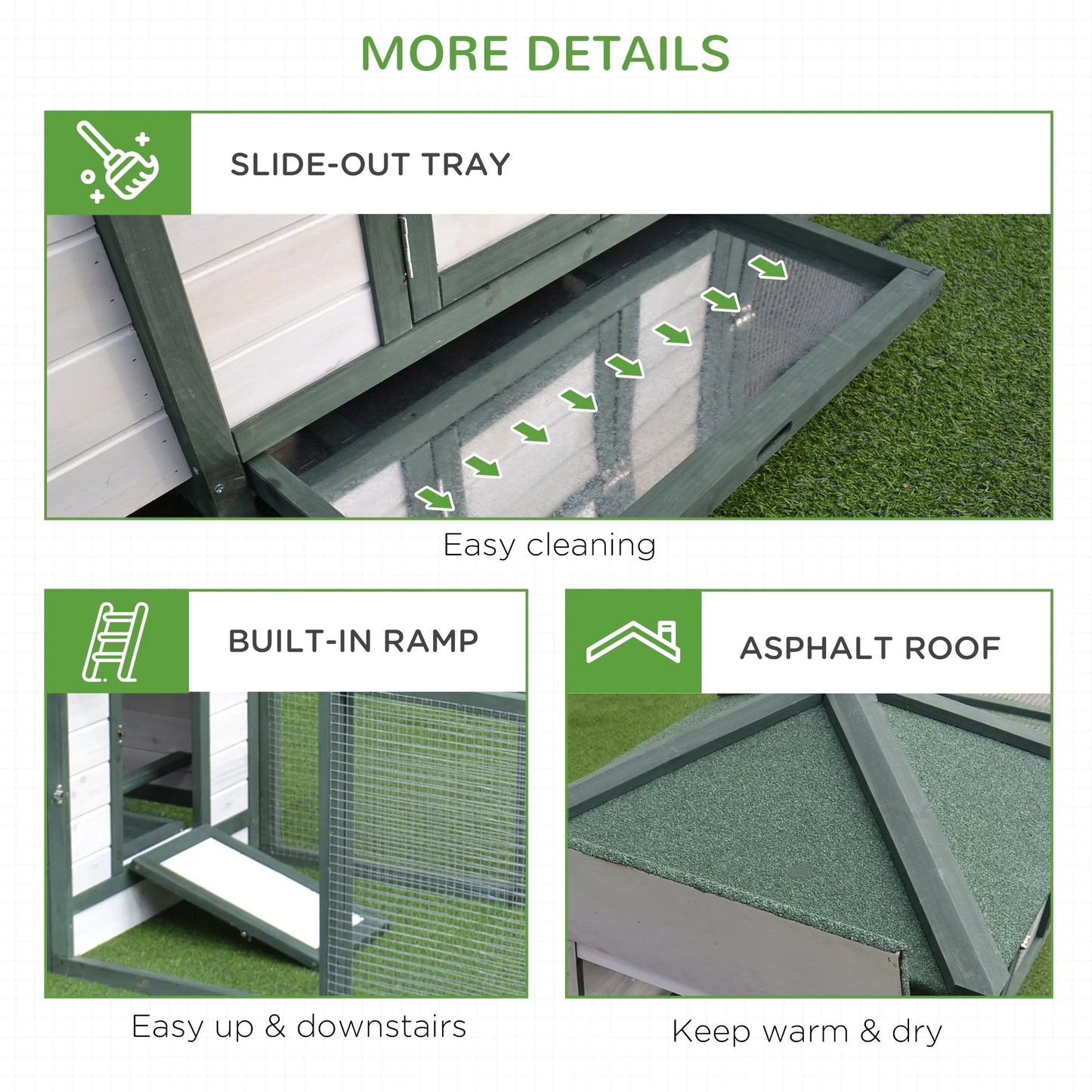 Charming Green Cottage-Style Chicken Coop Hen House for Happy Hens