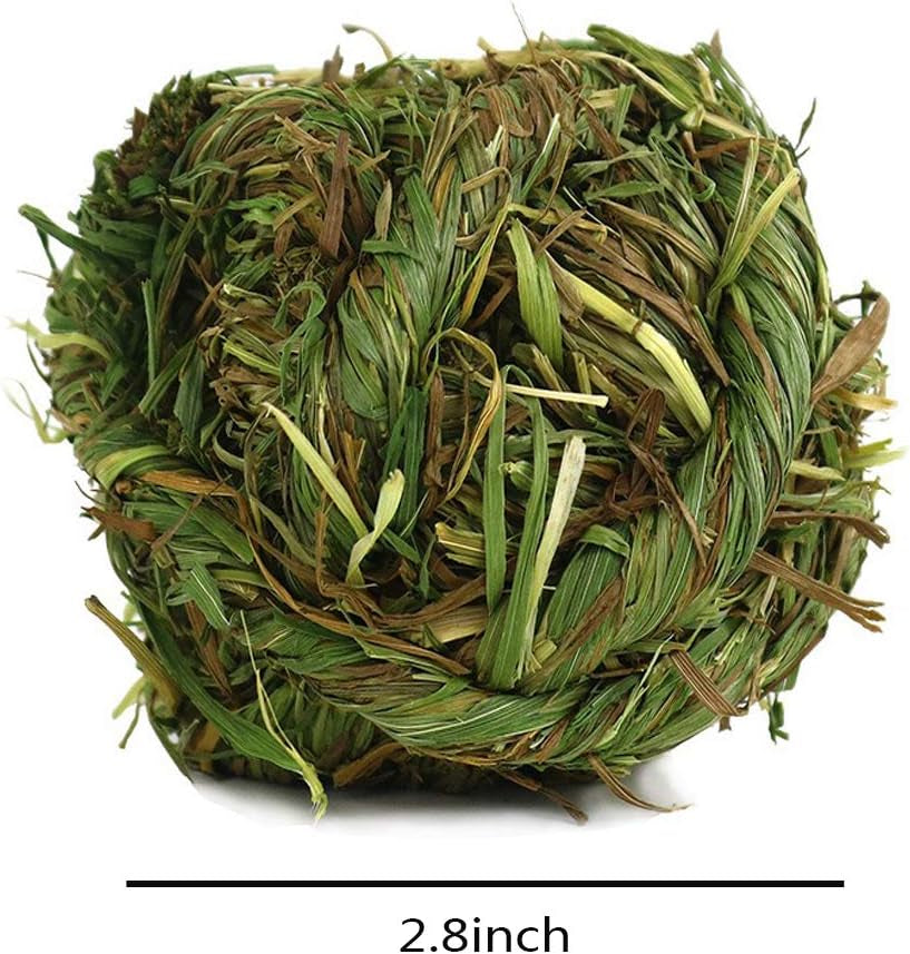 Natural Timothy Grass Bunny Chew Balls - 4 Pack Fun Activity Toy for Rabbits, Hamsters, Guinea Pigs, and Gerbils