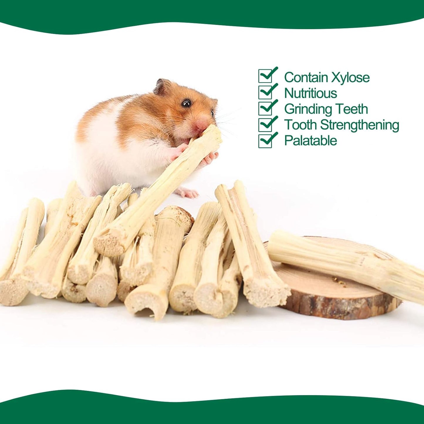 300G Pet Snacks Sweet Bamboo Chew Toy for Squirrel Rabbits Guinea Pigs Chinchilla Hamster (About 10-14 Sticks)