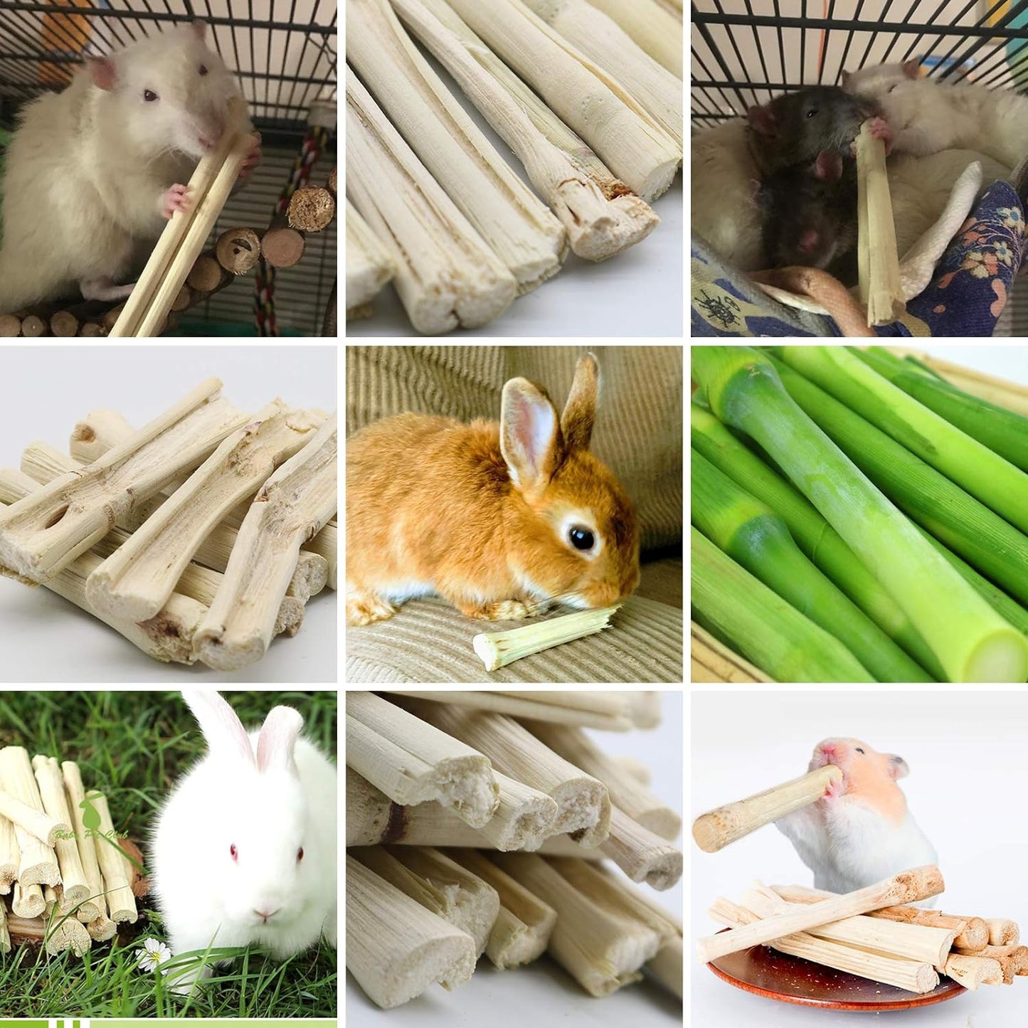 300G Pet Snacks Sweet Bamboo Chew Toy for Squirrel Rabbits Guinea Pigs Chinchilla Hamster (About 10-14 Sticks)