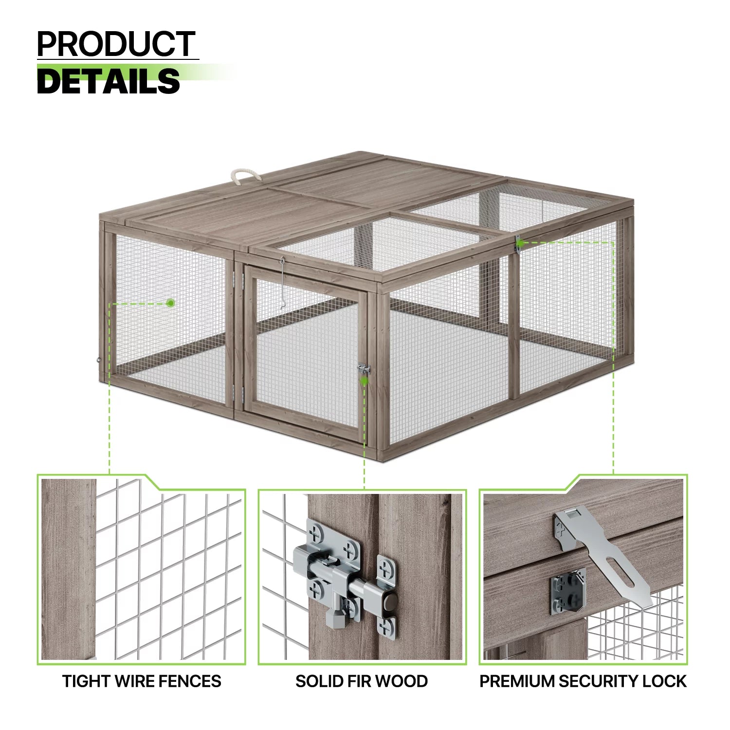 Deluxe 45.5" Wooden Chicken Coop & Rabbit Hutch with Openable Roof - Outdoor Poultry Cage for Small Animals (Grey)