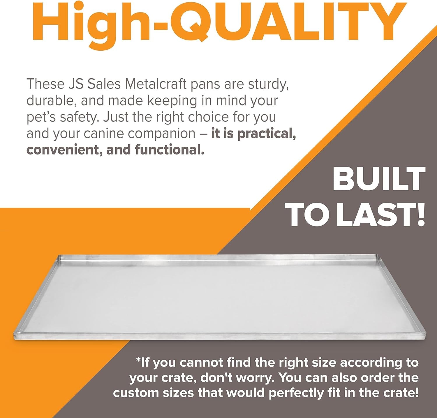 35.38" X 21.88" Metal Replacement Dog Crate Pan Chew Proof Crack Proof Pet Kennel Tray Central Dog Training Crate Pan Pet Supplies, Galvanized, 1" H