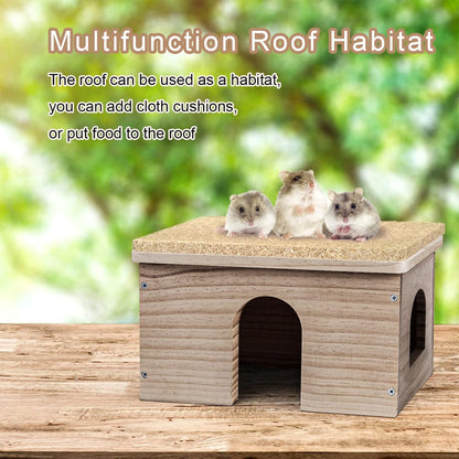 Cozy Wood House for Guinea Pigs & Small Animals - Natural Hut Hideout with Window (Hut Hideout #02)