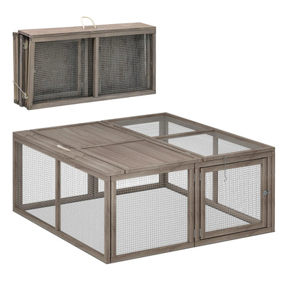 Deluxe 45.5" Wooden Chicken Coop & Rabbit Hutch with Openable Roof - Outdoor Poultry Cage for Small Animals (Grey)