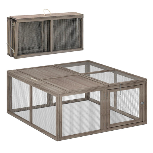 Deluxe 45.5" Wooden Chicken Coop & Rabbit Hutch with Openable Roof - Outdoor Poultry Cage for Small Animals (Grey)