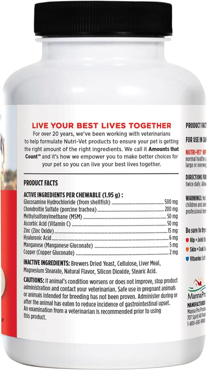 Hip & Joint Chewable Dog Supplements - Formulated with Glucosamine & Chondroitin for Dogs - 120 Count