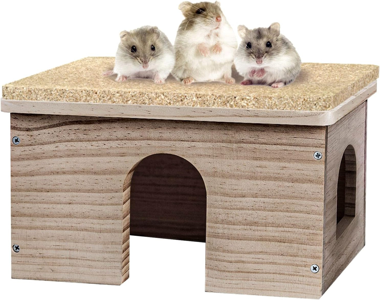 Cozy Wood House for Guinea Pigs & Small Animals - Natural Hut Hideout with Window (Hut Hideout #02)