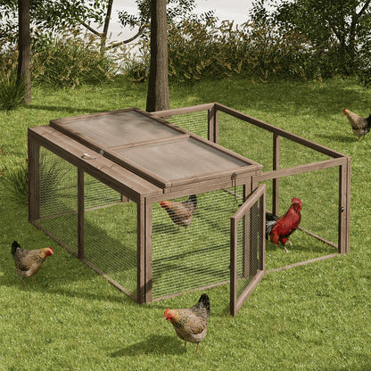 Deluxe 45.5" Wooden Chicken Coop & Rabbit Hutch with Openable Roof - Outdoor Poultry Cage for Small Animals (Grey)