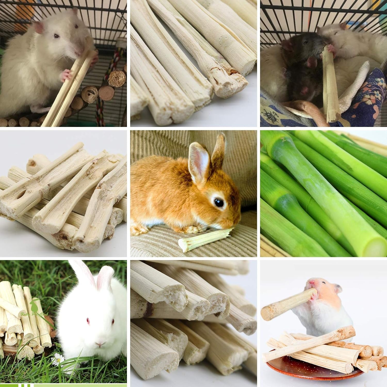 300G Pet Snacks Sweet Bamboo Chew Toy for Squirrel Rabbits Guinea Pigs Chinchilla Hamster (About 10-14 Sticks)